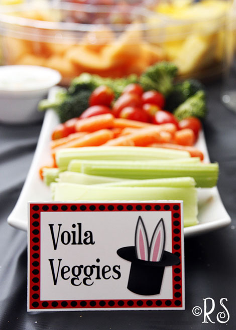 Photo of a plate of vegetables labeled VOILA VEGGIES